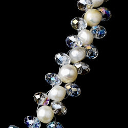 Silver Ivory Aurora Borealis Necklace Earring Set