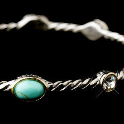 Silver Aquamarine Pearl Clear with Gold Trim Bracelet