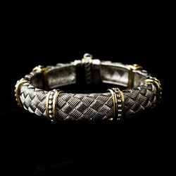 Woven Silver Pattern with Gold Trim Bracelet