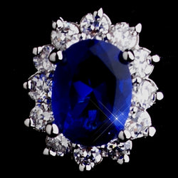Princess Kate Middleton Inspired Silver Sapphire Blue or Clear CZ Earrings