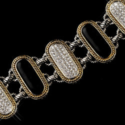 Silver Black Clear w/ Gold Trim Bracelet
