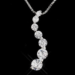 Silver Clear CZ Crystal Journey Dangle Necklace & Earrings Bridal Jewelry Set