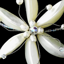 White Shell Flower w/ Pearl Choker Necklace