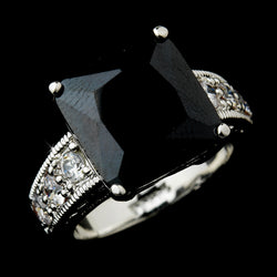 Striking Silver Black Princess Cut CZ Ring