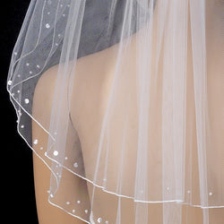 Bridal Wedding Child's Double Layer Flowergirl Veil - Scattered Pearls & Sequence