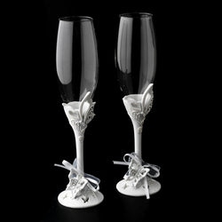 Sparkling Classic Butterfly Toasting Champagne Flutes
