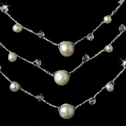 Faux Pearl & Austrian Crystal Studded Three Row Necklace