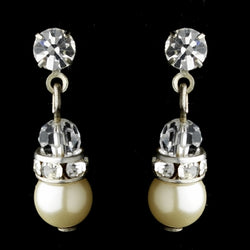 Precious Ivory Pearl & Crystal Dangle Earring - Silver/Ivory, Gold/Ivory
