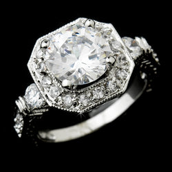 Gorgeous Antique Silver Clear Cubic Zirconia Ring