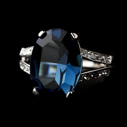 Blue Sapphire in Silver Clear Setting Ring