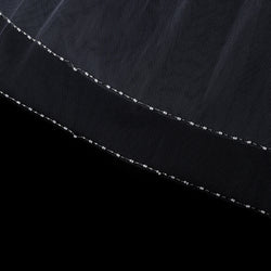 Two Tier Bridal Veil in Elbow Length with Dainty Beaded Faux Pearl Edges