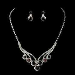 Necklace Earring Set - Silver AB or Silver Blue