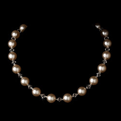 Clear Swarovski Crystals Necklace - Pink, Tea Rose, White