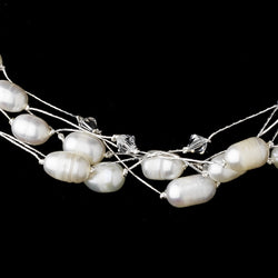 Swarovski Crystals Silver Pearl Necklace