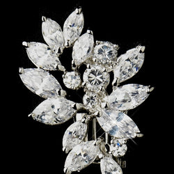 Silver Clear Tear Drop Marquise CZ Crystal Clip-On Bridal Earrings