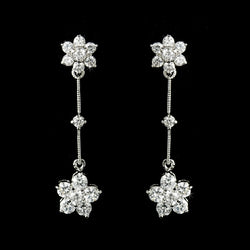Charming Antique Silver Clear CZ Flower Earrings
