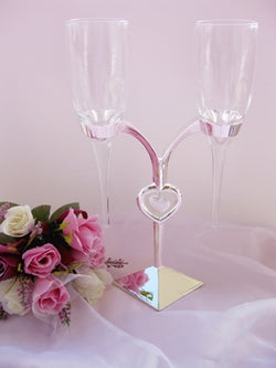 Elegant Crystal Heart Stand Wedding Toasting Flutes