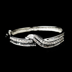 Silver Clear CZ Crystal Bridal Bangle Bracelet