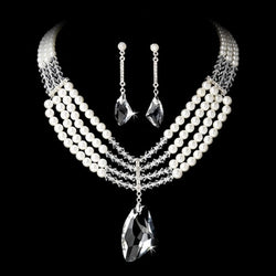 Silver Pearl and Swarovski Jewelry Set