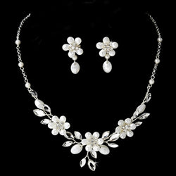 Silver Floral Bridal Jewelry Set