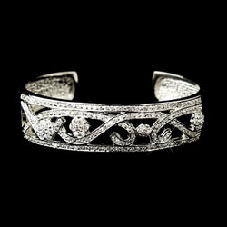 Antique Silver Clear CZ Crystal Bridal Bangle Bridal Bracelet