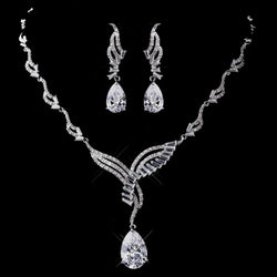 Silver Clear CZ Necklace & Earring Set