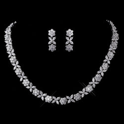 Silver Clear CZ Necklace & Earring Set