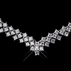Silver Clear CZ Necklace & Earring Bridal Jewelry Set