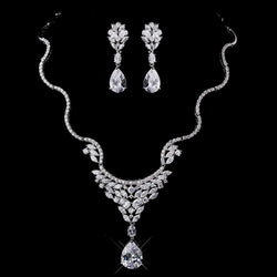 Silver Clear CZ Necklace & Earring Set