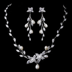 Silver CZ Necklace & Earring Set