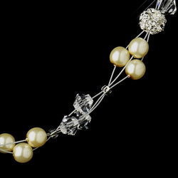 Pearl & Swarovski Crystal Bead Necklace & Earrings Bridal Jewelry Set