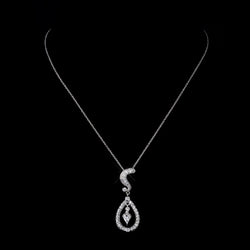 Silver Clear CZ Crystal Kate Middleton Wedding Necklace