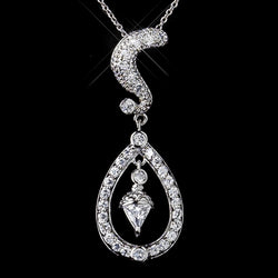 Silver Clear CZ Crystal Kate Middleton Wedding Necklace