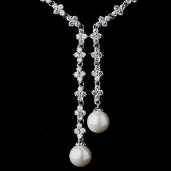 Stunning Antique Silver Pearl & CZ Necklace