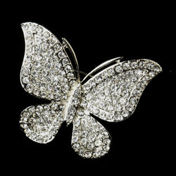 Silver Clear Rhinestone Butterfly Bridal Hair Comb