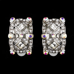 Vintage Silver & AB Crystal Clip On Earring