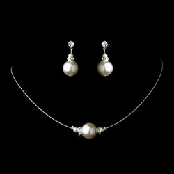 White Pearl Necklace Earring Set