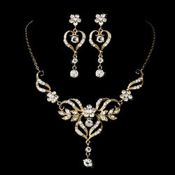 Beautiful Crystal Bridal Jewelry Set - Gold or Silver