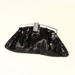 Sequin & Rhinestone Evening Bag - Available in Black or Silver