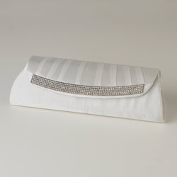 Evening Bag with Crystal Trim Accent & Closure, Silver Shoulder Strap - Available in a variety of colors