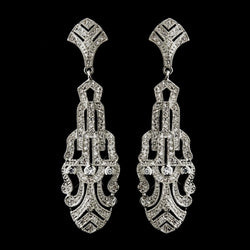 Antique Silver Clear C.Z. Crystal Earrings
