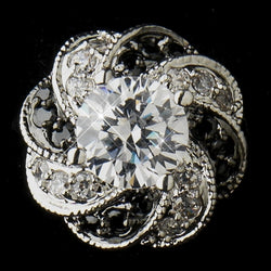 Silver Clear & Black CZ Stone Bridal Earrings