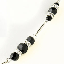 Crystal & Clear Rhinestone Necklace & Earrings - Silver Amethyst or Silver Black