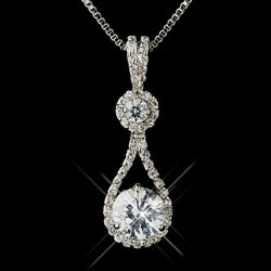 Silver Clear CZ Crystal Tear Drop Necklace